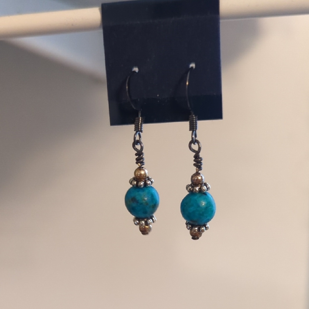 Blue and Silver Dangle Earrings with Elegant Design